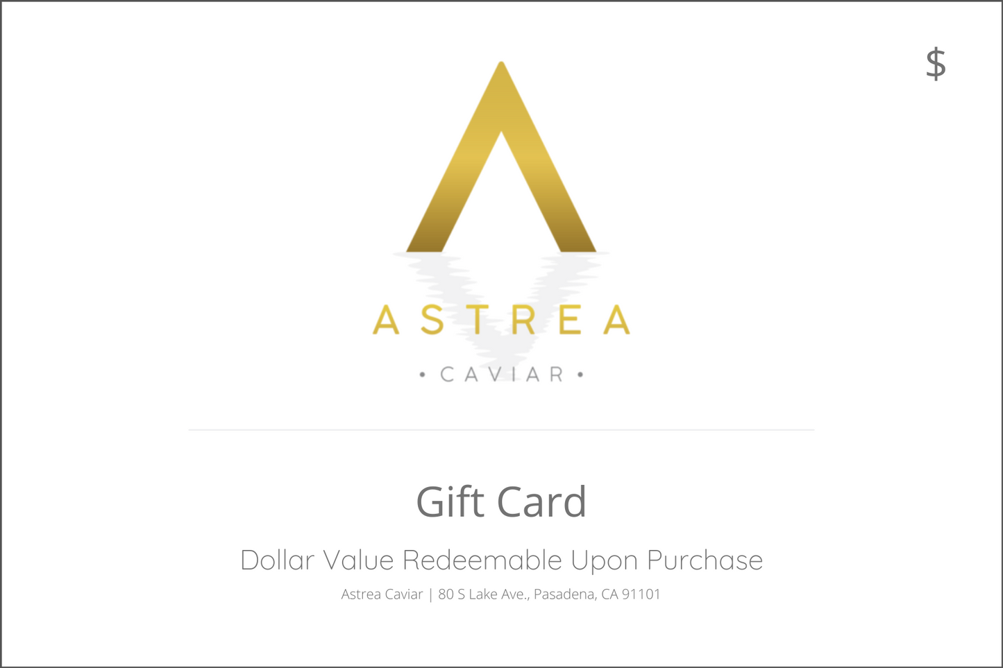 Astrea Caviar' Gift Card